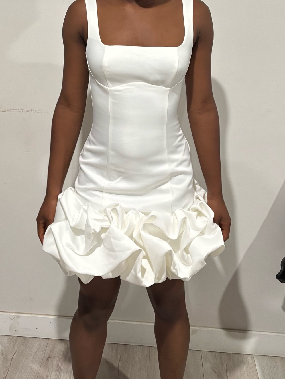 Fashion Nova Sienna Satin Mini Dress in white